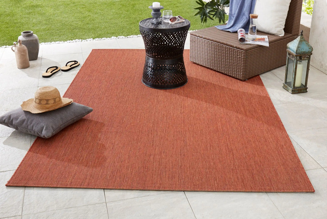 NorthRugs meadow match terracotta Orange, Red Living Room Striped Rug.
