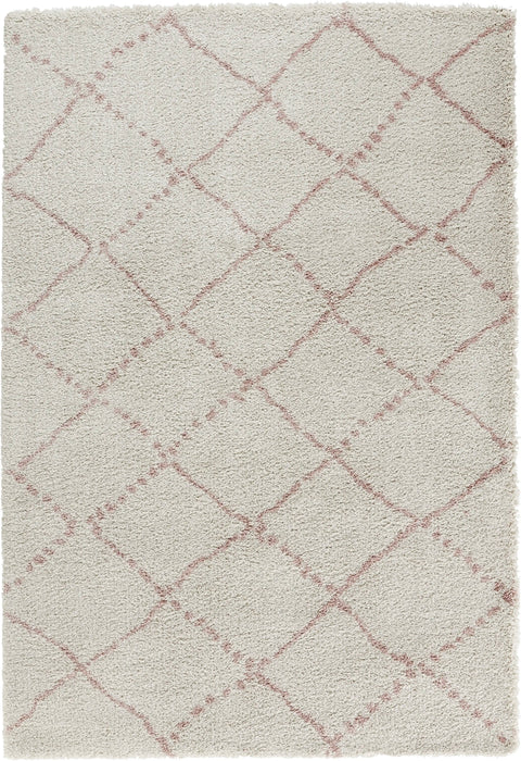 Mint Rugs allure hash cream rose Ivory, Pink Living Room Rug.