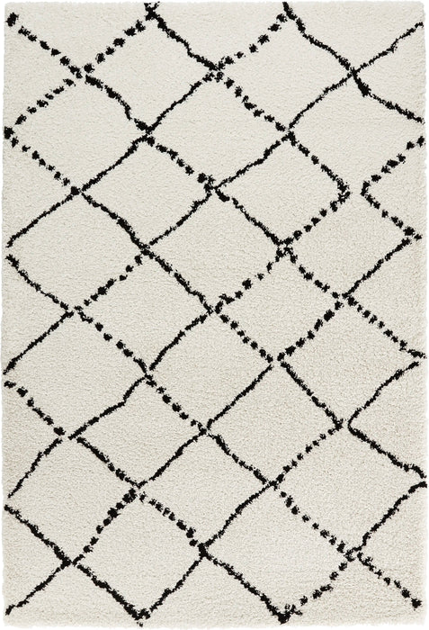 Mint Rugs allure hash cream black Black, Ivory Living Room Rug.