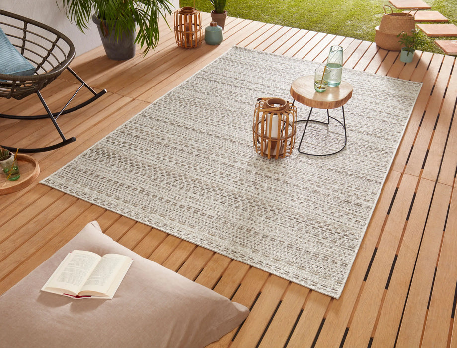 NorthRugs lotus pine cream taupe Brown, Cream Living Room Rug.