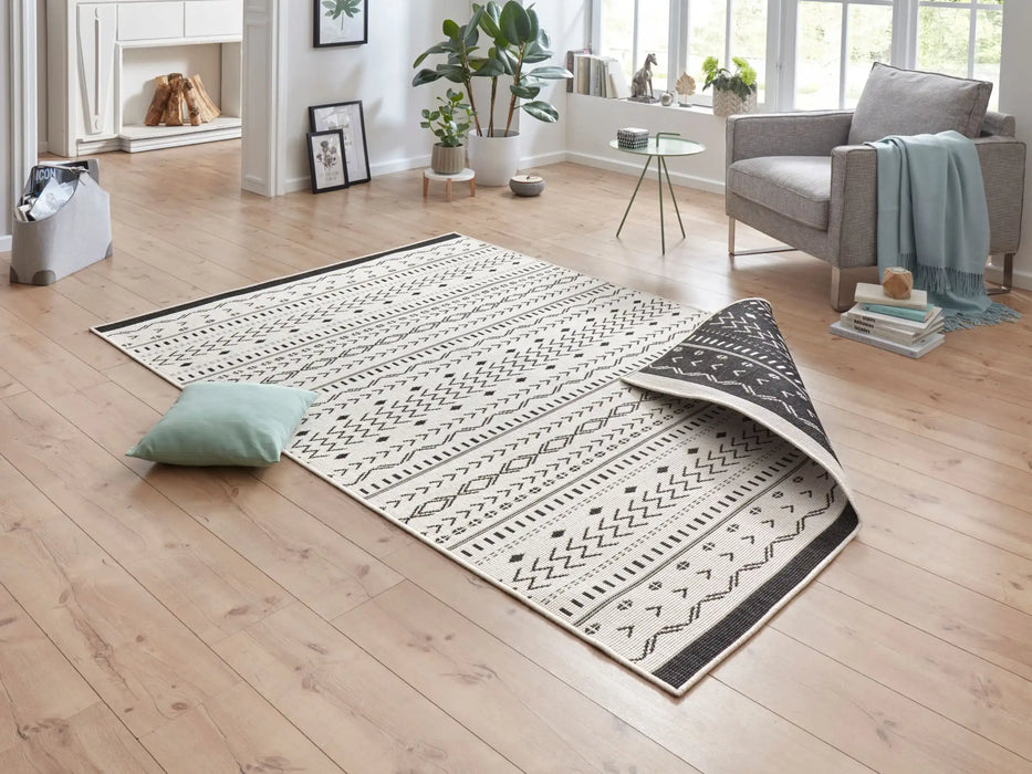 NorthRugs twin supreme kuba black cream Black, Cream Living Room Striped Rug.