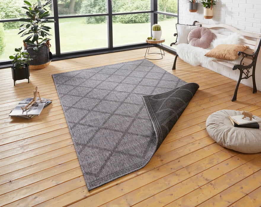 NorthRugs twin supreme corsica black anthracite Grey, Black Living Room Striped Rug.