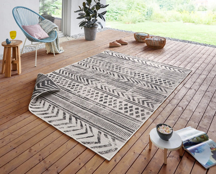NorthRugs twin supreme biri black cream Black, Cream Living Room Striped Rug.