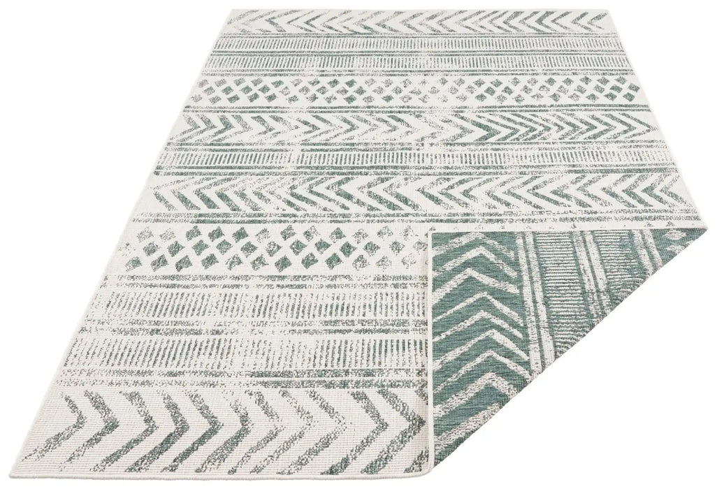 NorthRugs twin supreme biri green cream Green, Cream Living Room Striped Rug.
