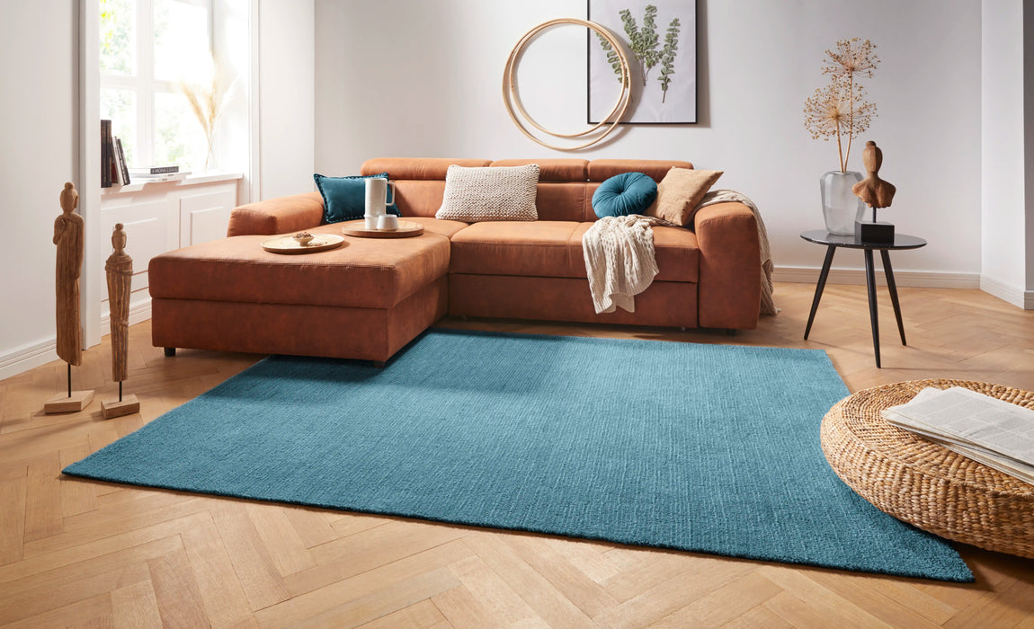 Mint Rugs cloud cloud petrol blue Blue Living Room Flat Weave Rug.