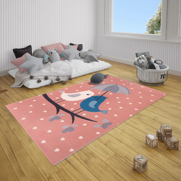Hanse Home adventures hanse home love birds rose Pink Living Room Rug.