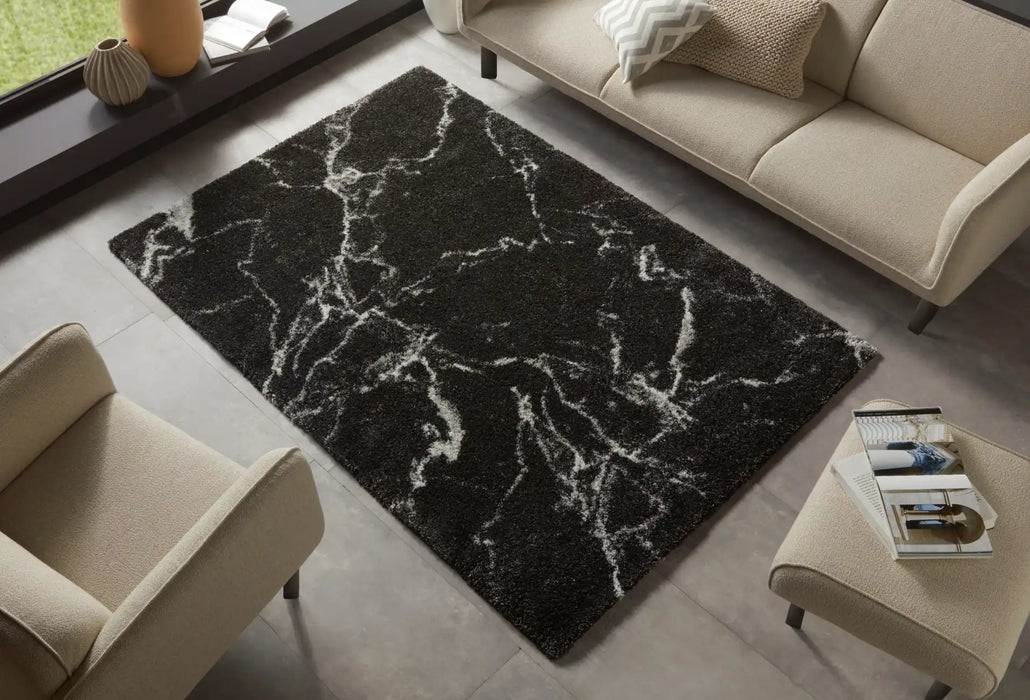 Mint Rugs nomadic hh 104893 black cream Black, Cream Living Room Moroccan Rug.