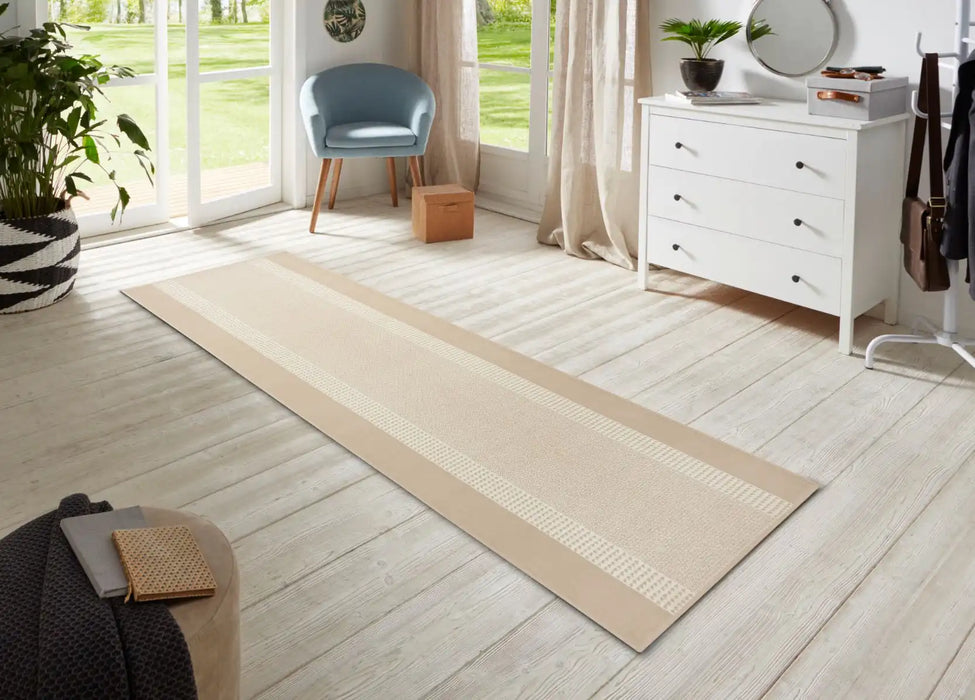 Hanse Home basic band ivory Ivory Living Room Geometric Rug.