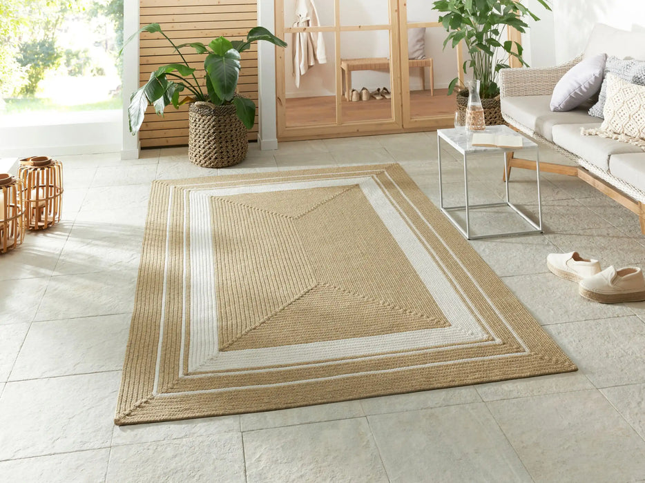 NorthRugs braided trenzado cream beige Beige, Cream Living Room Rug.