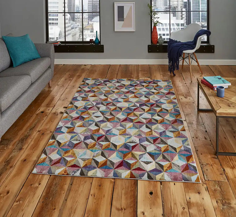 Think Rugs 16th avenue 34a multi Multicoloured Living Room Geometric Rug.