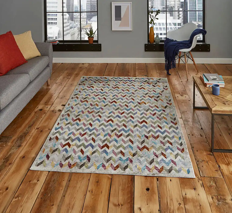 Think Rugs 16th avenue 36a multi Multicoloured Living Room Geometric Rug.