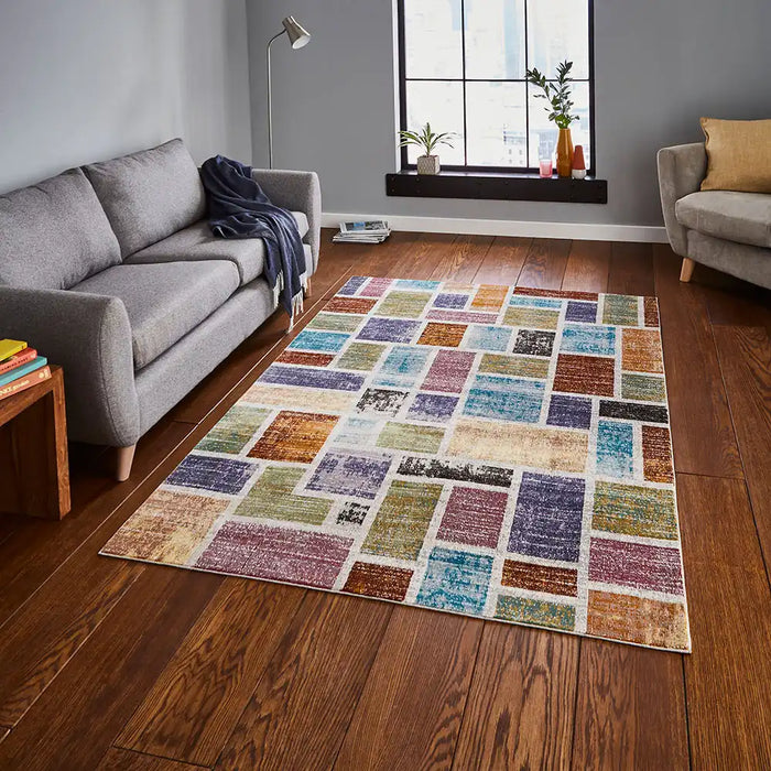 Think Rugs 16th avenue 37a multi Multicoloured Living Room Geometric Rug.