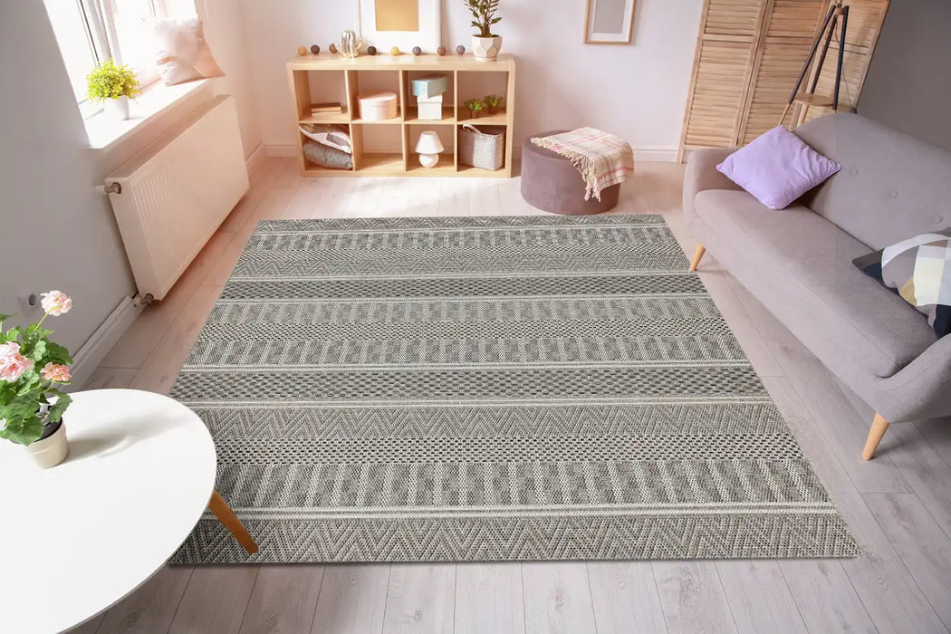 Asiatic varanda va04 natural stripe Grey Living Room Geometric Rug.