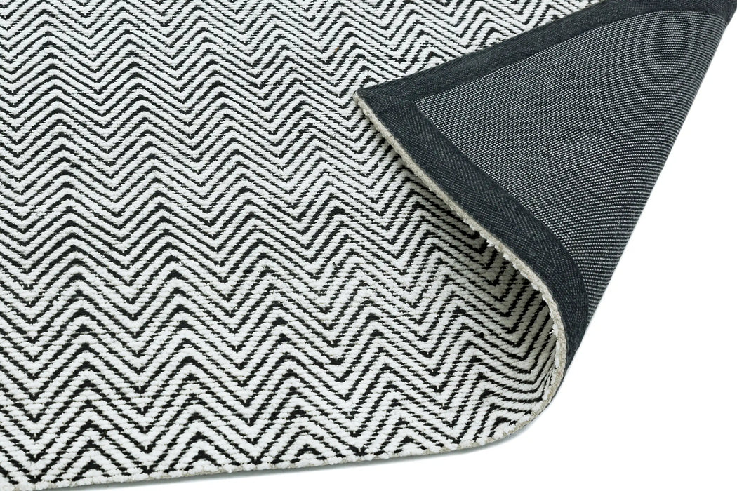 Asiatic ives modern rug black and white Black, Ivory Living Room Striped Rug.