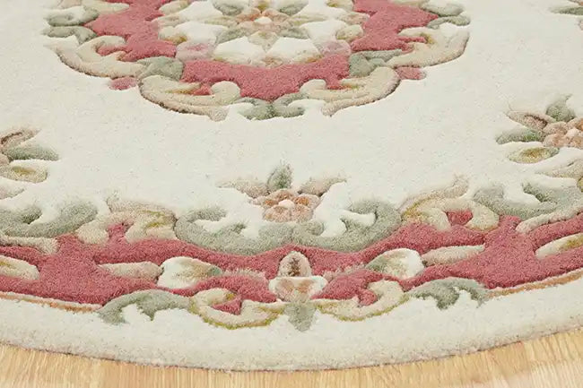 Oriental Weavers royal indian cream rose Ivory, Pink Living Room Wool Rug.