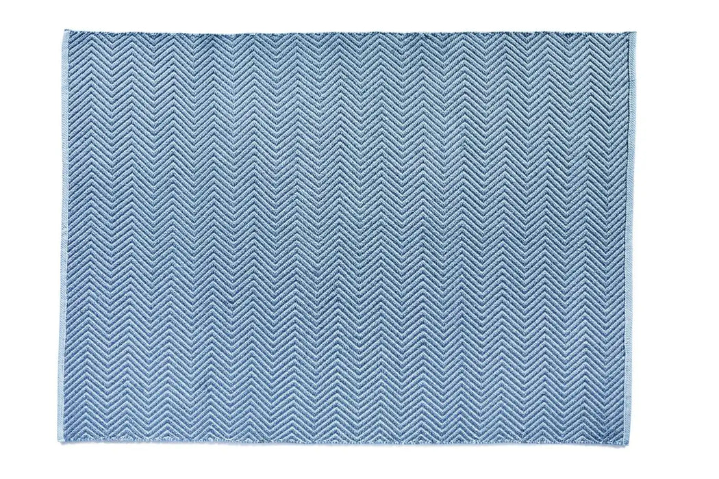 Origins hug rug woven herringbone denim Blue Living Room Flat Weave Rug.