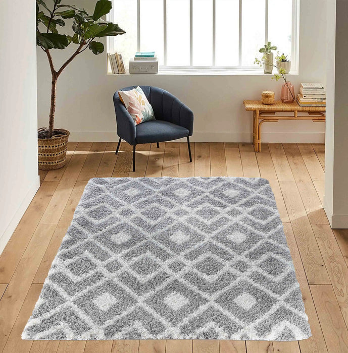 Serdim Rugs marrakesh 530 grey Grey Living Room Geometric Rug.