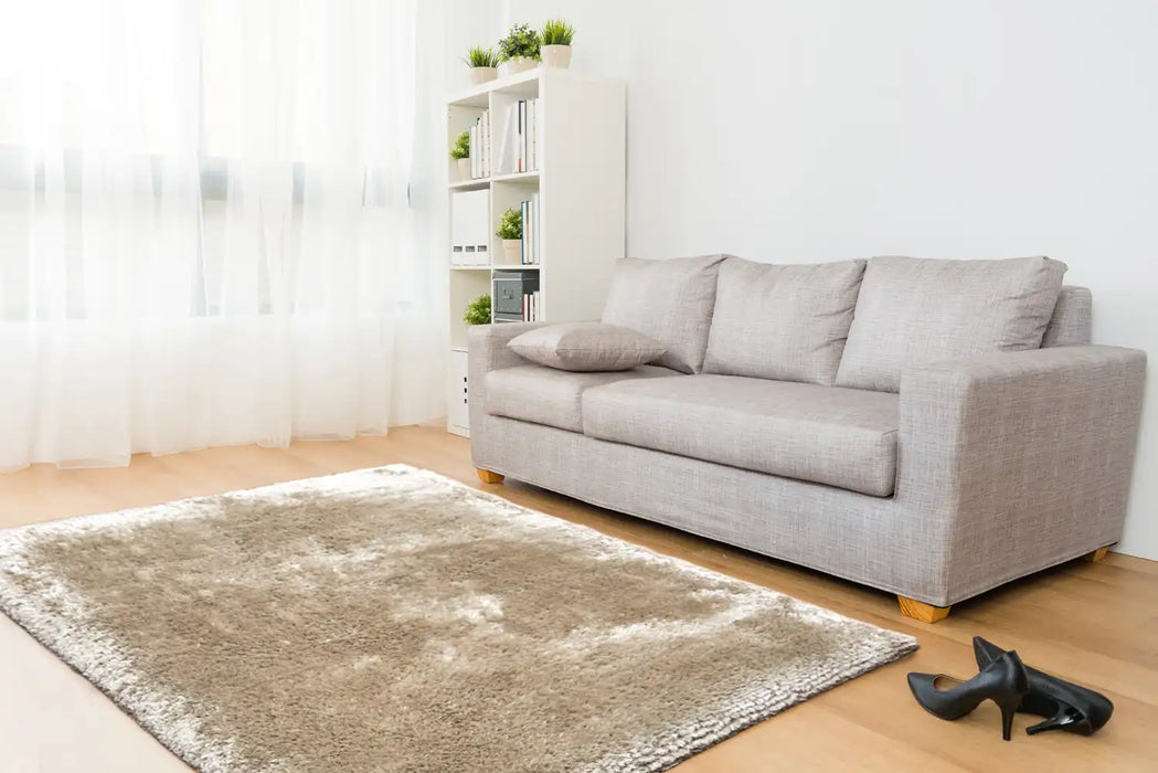 Asiatic plush pearl Ivory Living Room Shaggy Rug.