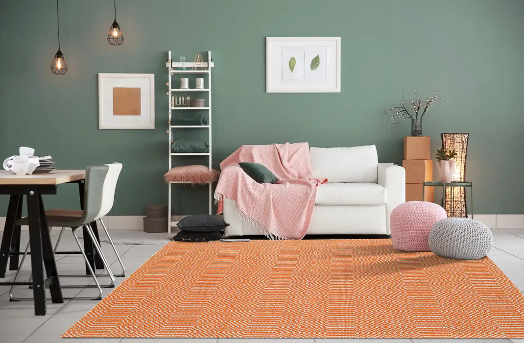 Asiatic sloan orange Orange Living Room Striped Rug.