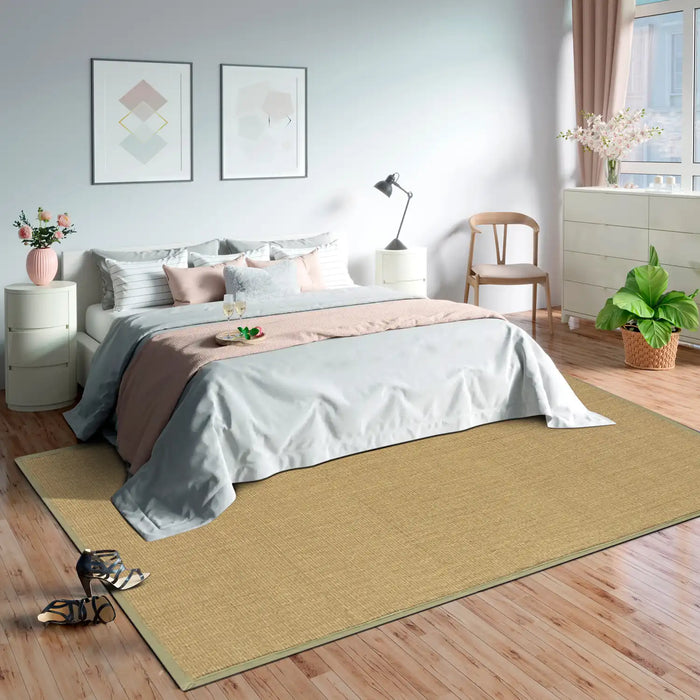 Asiatic sisal linen sage Green Living Room Natural Fibre Rug.