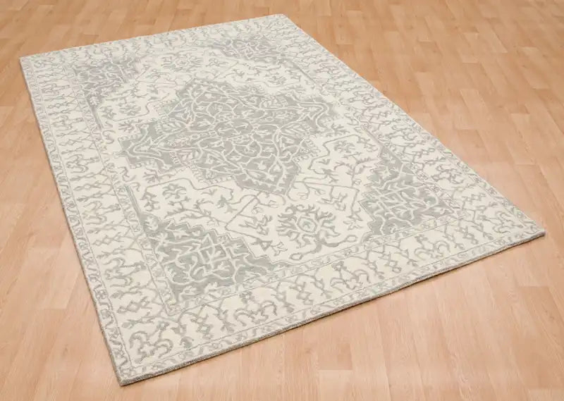 Asiatic bronte smoke cream Grey, Ivory Living Room Wool Rug.