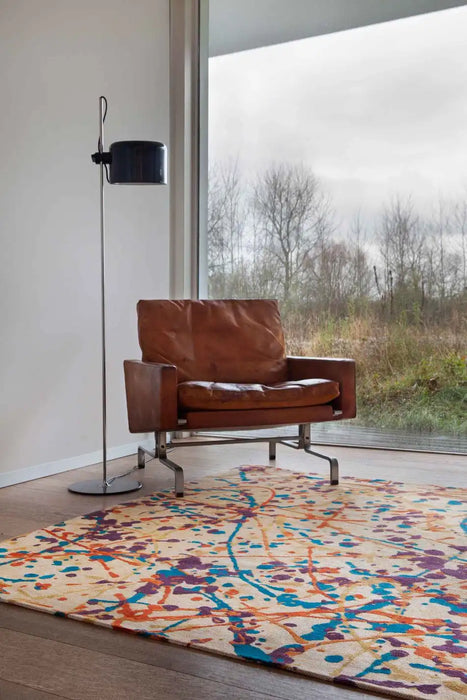 Louis de Poortere gallery 9221 orange drip Multicoloured, Orange Living Room Flat Weave Rug.