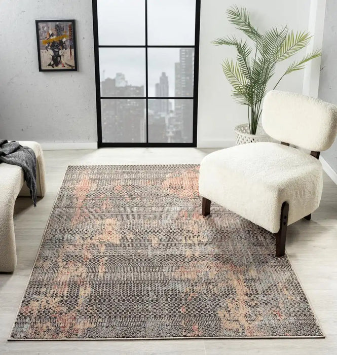 Prestige alia 860gl anthracite rose Black, Pink Living Room Rug.