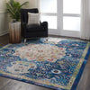 Nourison ankara global anr3 blue Blue Living Room Moroccan Rug.