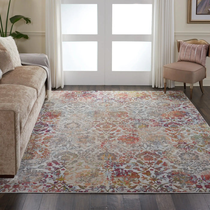 Nourison ankara global anr06 ivory orange Ivory, Orange Living Room Moroccan Rug.