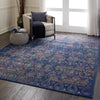 Nourison ankara global anr08 navy multi Blue, Multicoloured, Navy Living Room Moroccan Rug.