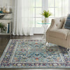 Nourison ankara global anr14 teal multi Blue, Multicoloured, Teal Living Room Moroccan Rug.