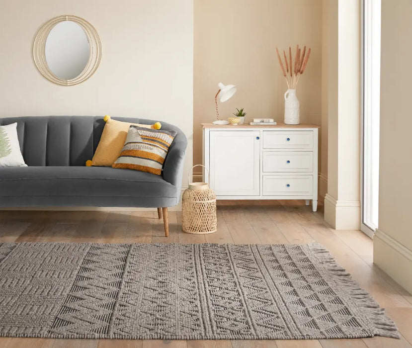Anya ANYA01 Grey Black Rug