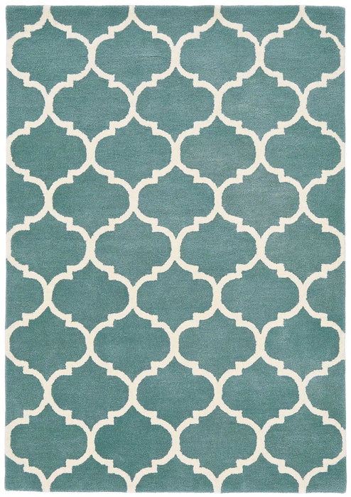 Asiatic albany asiatic ogee duck egg Blue Living Room Geometric Rug.