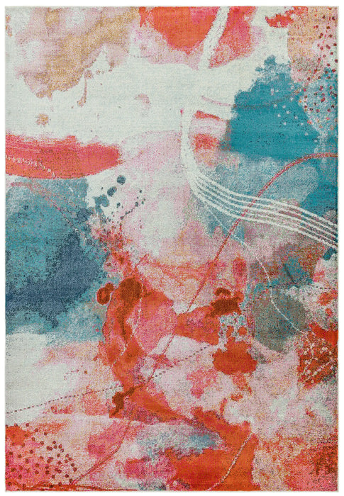Asiatic amelie am06 sundown Blue, Ivory, Multicoloured, Red Living Room Rug.