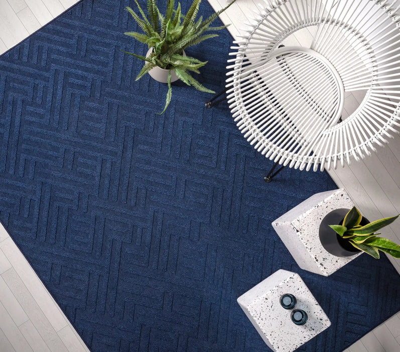 Asiatic antibes an05 blue linear Blue Living Room Geometric Rug.