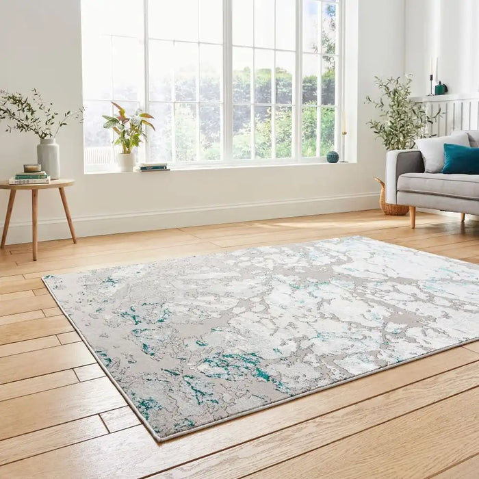 Think Rugs apollo 2677 grey green Green, Grey Living Room Rug.