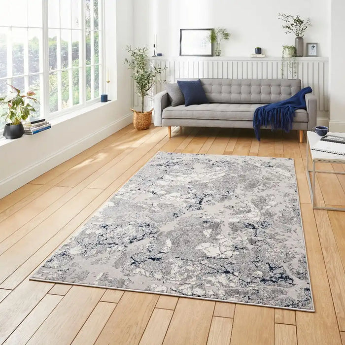 Think Rugs apollo 2677 grey navy Grey, Navy Living Room Rug.