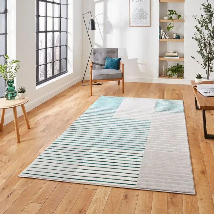 Think Rugs apollo 2681 grey green Green, Grey Living Room Rug.