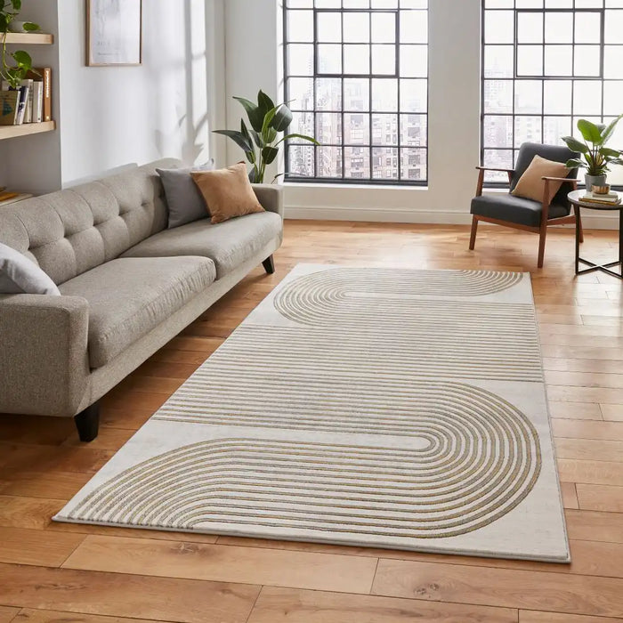Think Rugs apollo 2683 grey gold Grey, Yellow Living Room Rug.