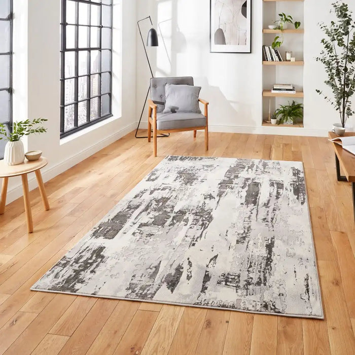 Think Rugs apollo gr579 grey ivory Grey, Ivory Living Room Rug.