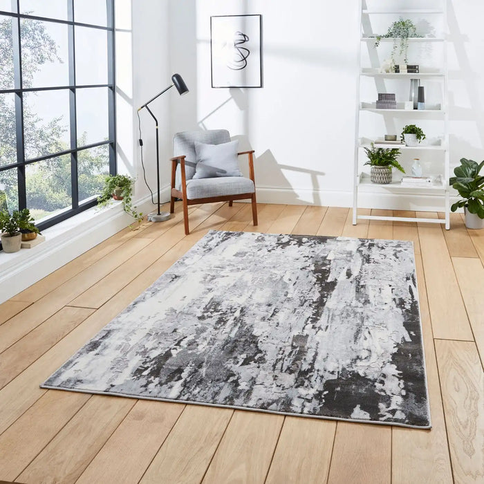 Think Rugs apollo gr580 grey Grey Living Room Rug.