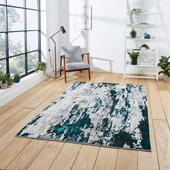Think Rugs apollo gr580 grey green Green, Grey Living Room  Rug.