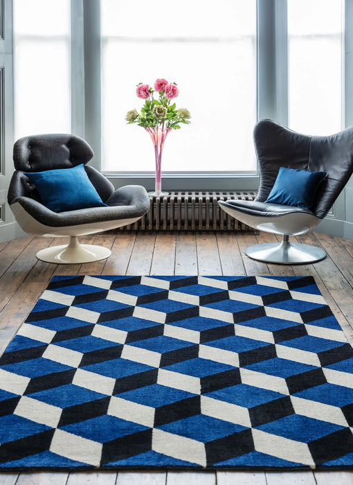 Asiatic arlo ar11 blue block Blue Geometric Rug.