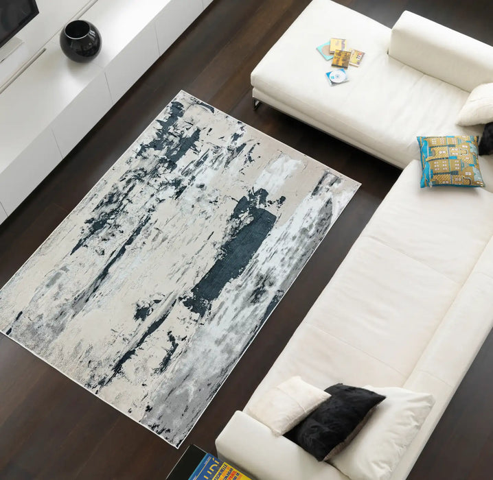 Asiatic aurora au10 glacier Grey Living Room Rug.