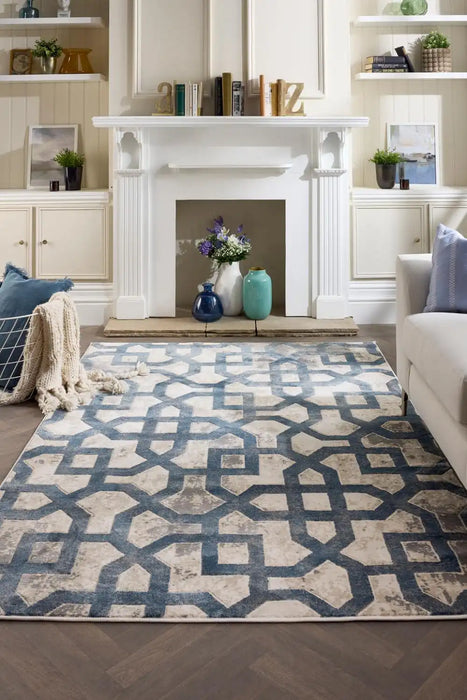 Origins artic avanti blue grey Blue, Grey Living Room Geometric Rug.