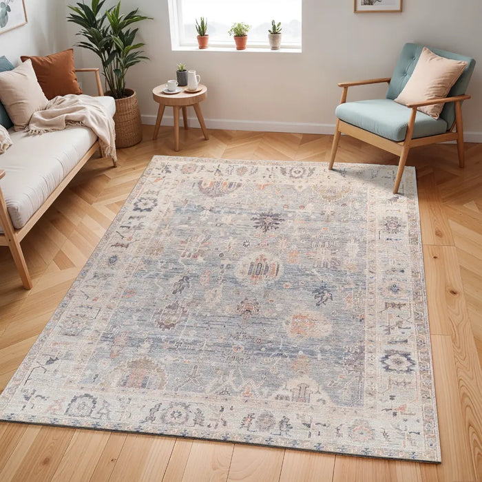 AANSHI Becki Owens x Livabliss Vintage Traditional Oriental Boho Grey/Pale Blue Rug
