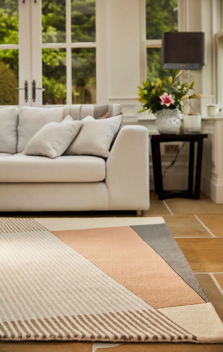 Origins bauhaus graphic 4 Ivory, Multicoloured Living Room Wool Rug.