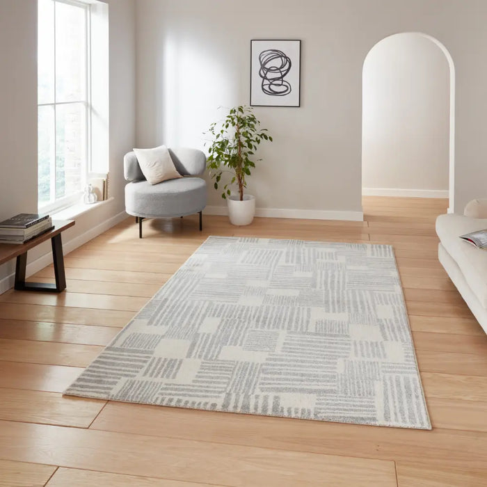 Catherine Lansfield Blocks Modern Abstract Grey Rug