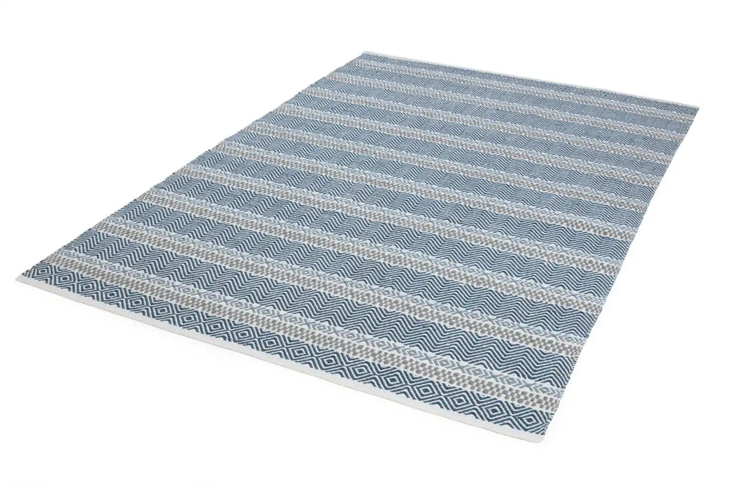 Asiatic boardwalk blue multi Blue, Multicoloured Living Room Striped Rug.