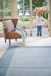 Origins borders duck egg Blue Living Room Wool Rug.